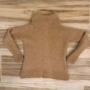 Max Mara Studio Camel Tan Turtleneck Sweater Made in Italy Wool Knit Top